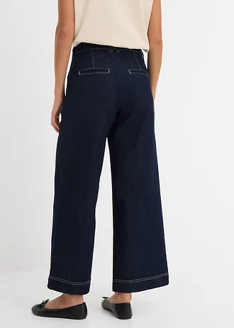 Wide leg jeans met comfortband, high waist • donkerblauw denim • bonprix online shop