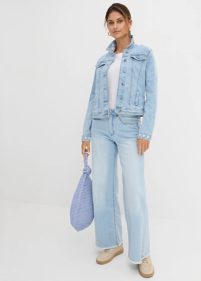 Veste en jean avec broderie, Couleur: bleu bleached