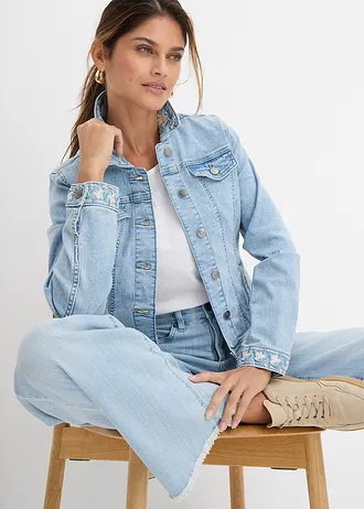 Spijkerjas met borduursel • blue bleached • bonprix online shop