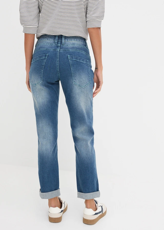 Boyfriend stretch jeans low waist • donkerblauw denim used • product-page.page-title-suffix