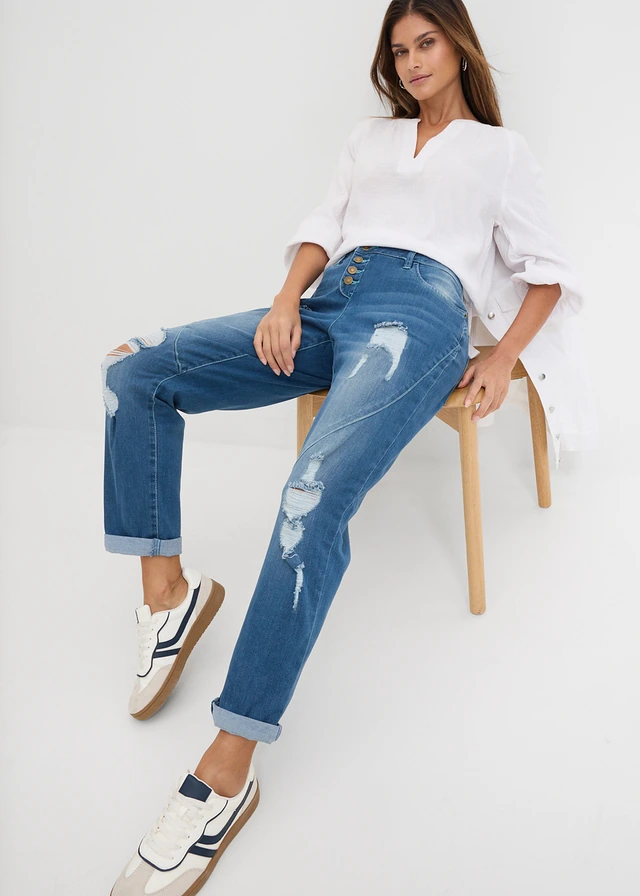 Jean boyfriend taille mi-haute • bleu denim • product-page.page-title-suffix