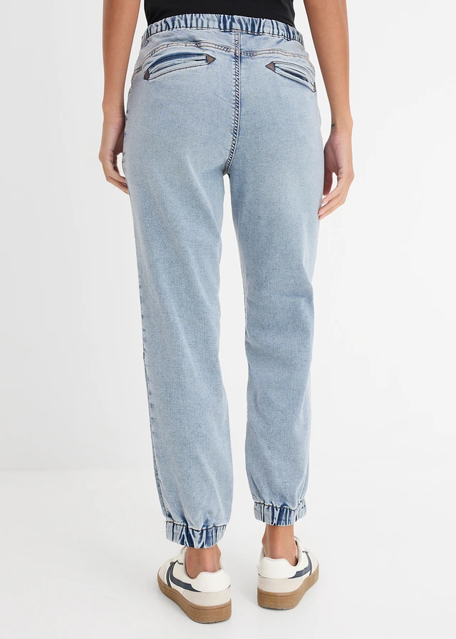 Jegging taille mi-haute, extensible, Couleur: bleu délavé