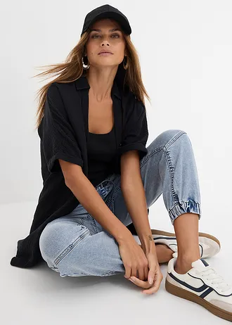 Strečové joggingové džíny, Mid Waist • modrá washed • bonprix obchod