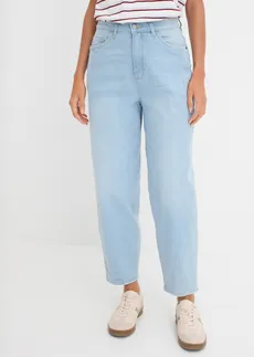 Džíny Barrel z organické bavlny, High Waist, barva: světle modrý denim