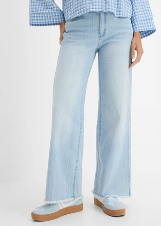 Strečové džínsy, Loose Fit, Straight, vysoké, farba: ľadovo modrá denim used