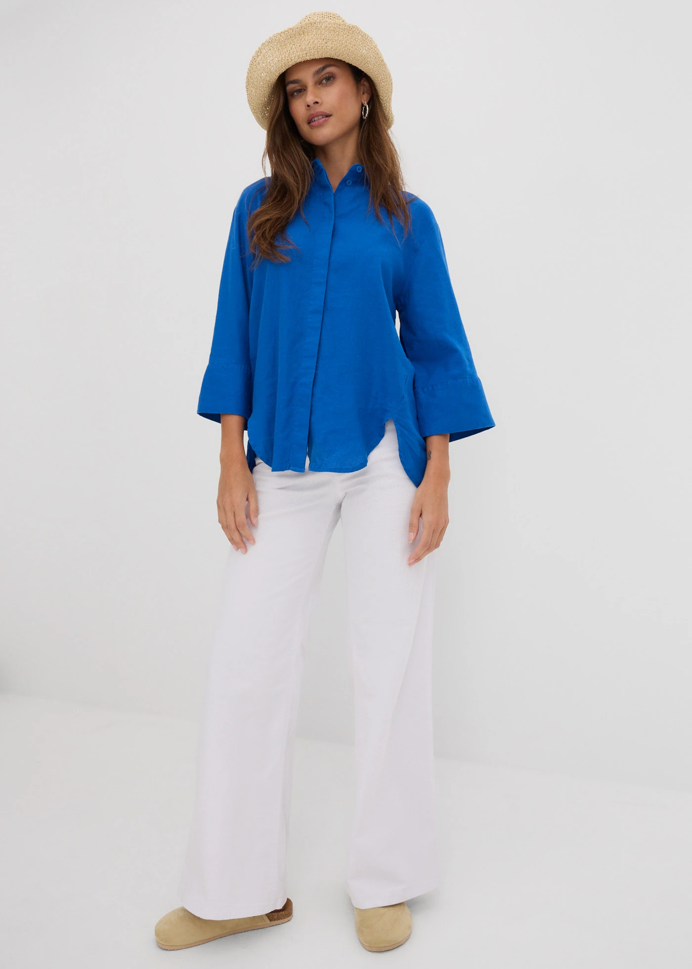 Strečové džíny Wide Leg, Mid Waist • bílý denim • bonprix obchod
