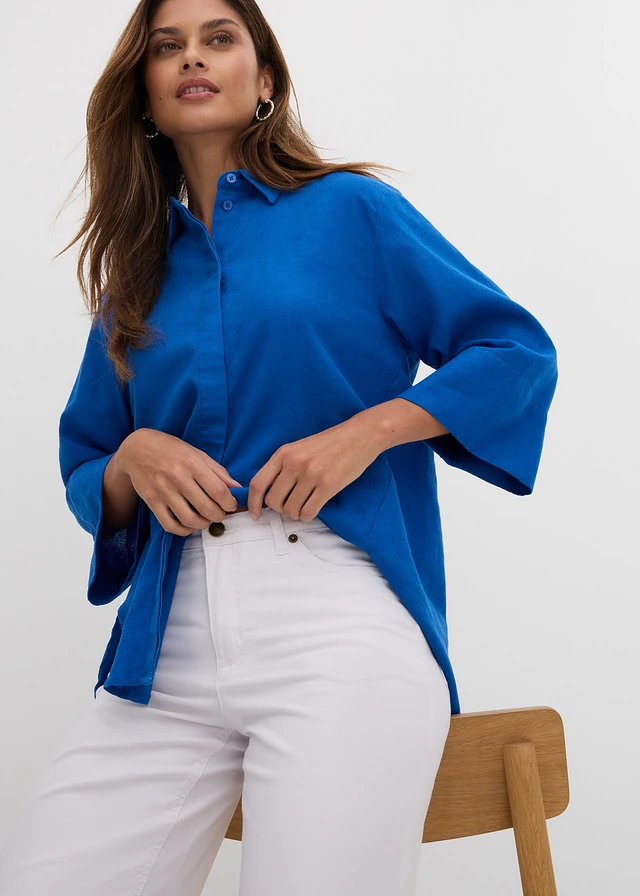 Wide leg stretch jeans, mid waist • wit denim • product-page.page-title-suffix
