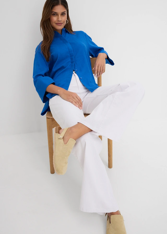Strečové džíny Wide Leg, Mid Waist • bílý denim • bonprix obchod