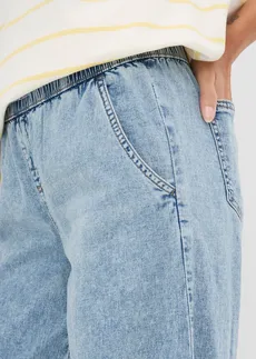 Džíny Barrel Mid Waist, pohodlný pas • světle modrý denim washed • bonprix obchod