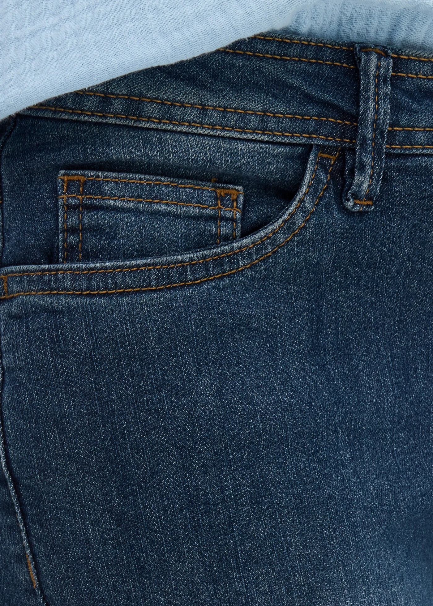 Jeansy slim fit, cropped, średni stan • ciemnoniebieski "used" • sklep bonprix