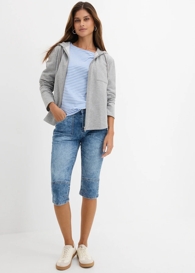 Stretch capri jeans, Kleur: lichtblauw