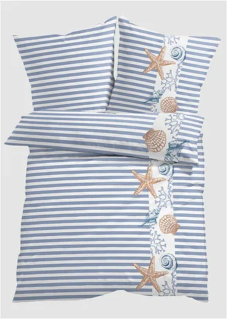 Parure de lit en linon, Couleur: bleu