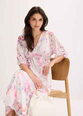 Robe en jersey mesh délicat • écru floral • Boutique bonprix