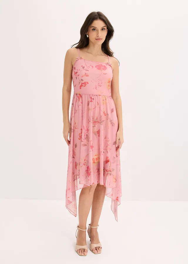 Robe en jersey mesh délicat, Couleur: rose cendré floral
