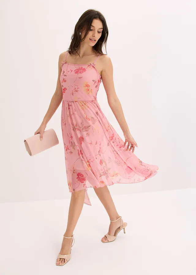 Robe en jersey mesh délicat, Couleur: rose cendré floral