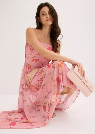 Jersey jurk van zacht mesh • asroze gebloemd • bonprix online shop