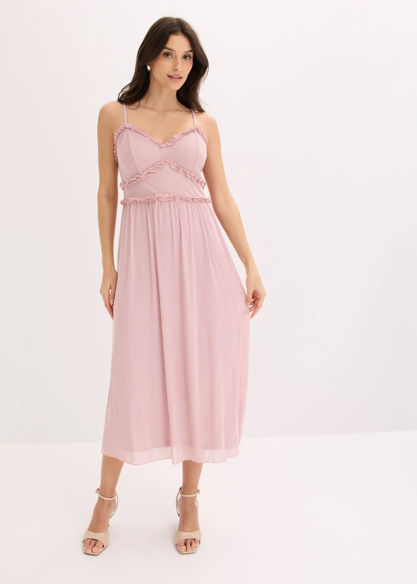 Robe en jersey mesh délicat • rose cendré • Boutique bonprix