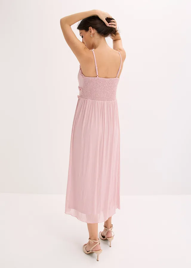 Robe en jersey mesh délicat, Couleur: rose cendré