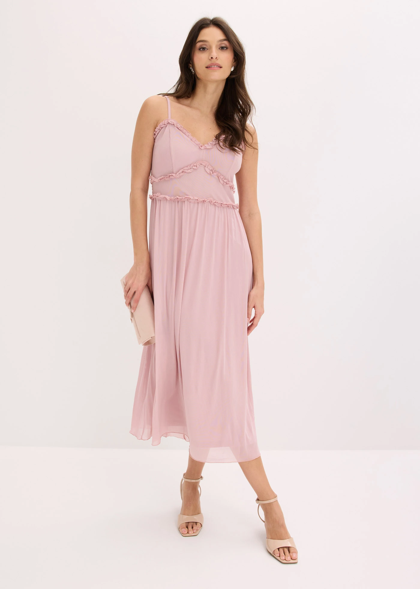 Robe en jersey mesh délicat • rose cendré • Boutique bonprix