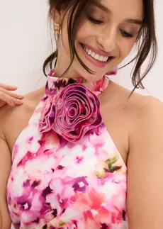 Večerní šaty s květinovou aplikací • pink-fialová s květy • bonprix obchod