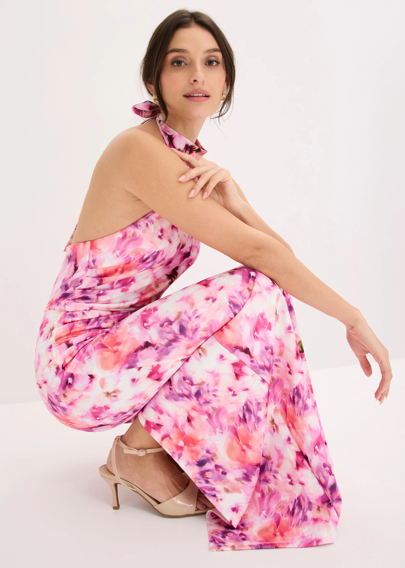 Rochie de seară cu aplicați florale • pink-lila floral • magazin bonprix