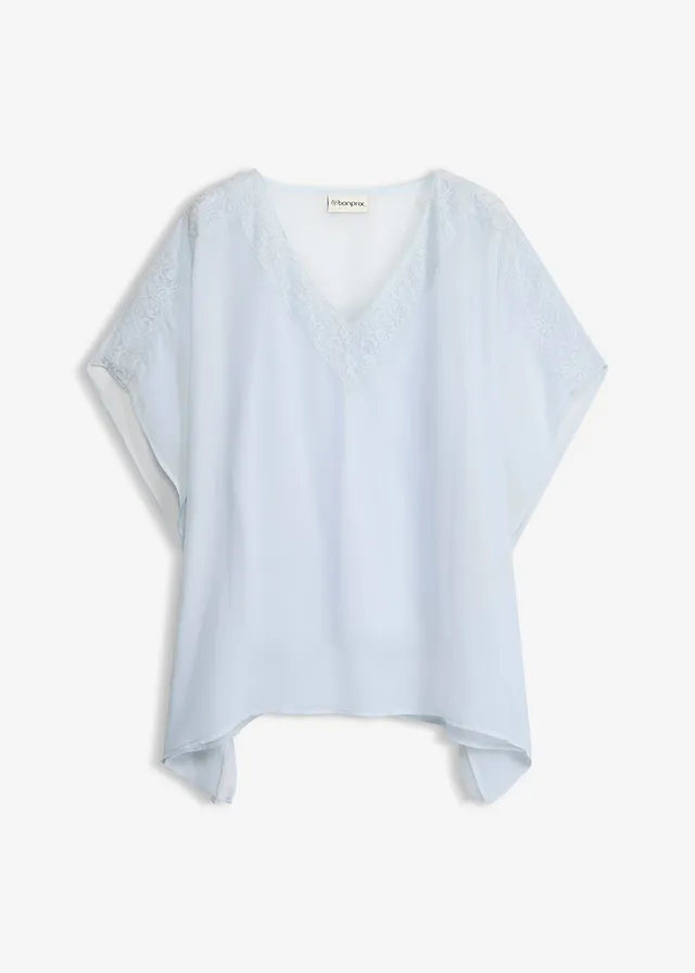 Tuniek met kanten inzetstuk, Kleur: poederblauw