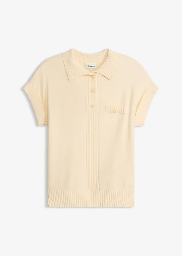 Trui met katoen, Kleur: pastelgeel gemêleerd