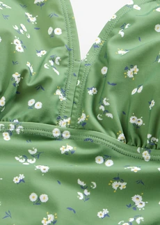 Maillot 1 pièce sculptant à larges bretelles, maintien léger • bleu floral • Boutique bonprix