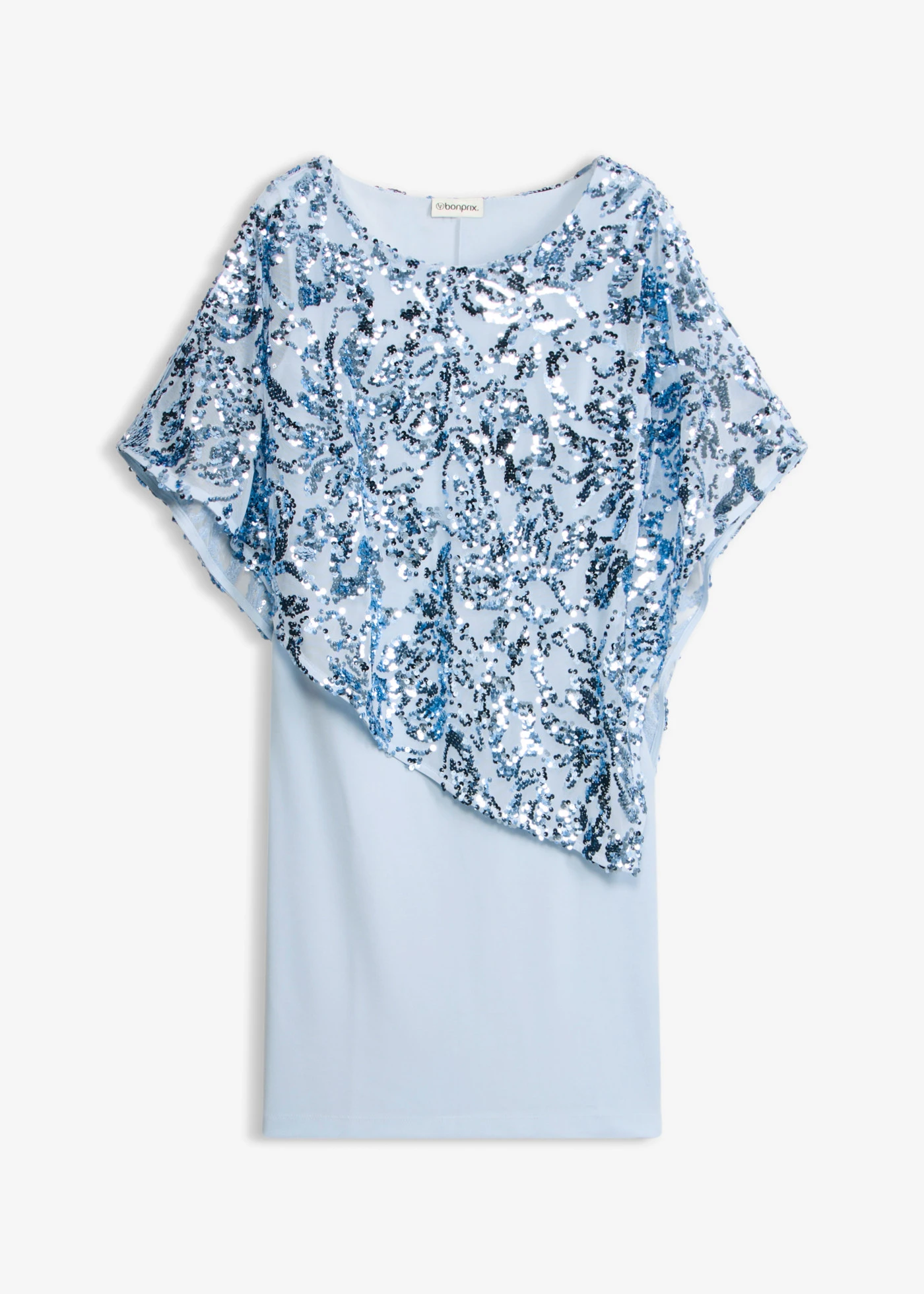 Robe de cocktail avec jeté à sequins • bleu poudré • Boutique bonprix