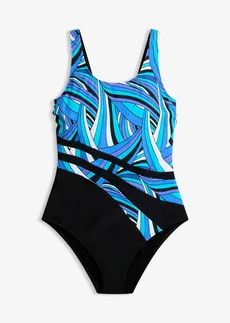 Corrigerend badpak, medium corrigerend, Kleur: zwart-blauw grafische print