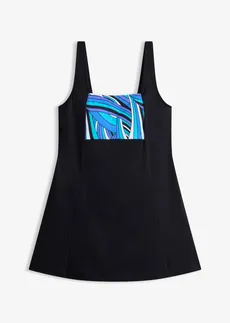 Licht corrigerende badpakjurk met lange pijpen • zwart-blauw grafische print • bonprix online shop