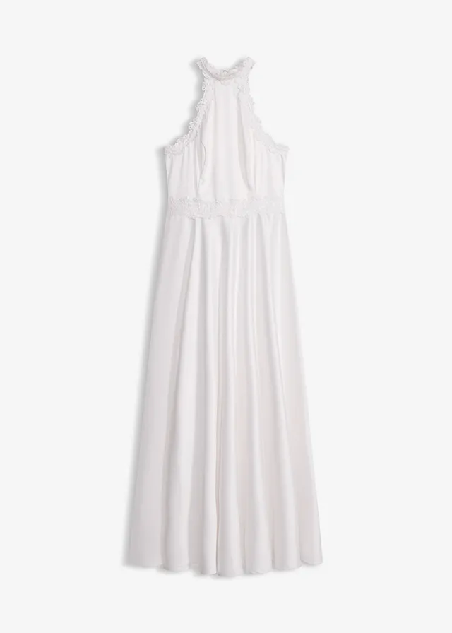 Robe de mariée en satin brillant et dentelle • ecru • Boutique bonprix