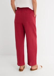 Pantalon barrel en gaze 100% coton • rouge cerise • Boutique bonprix