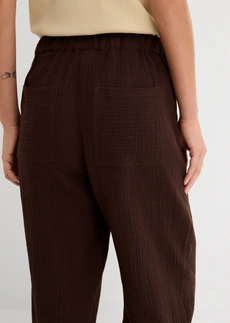 Pantalon barrel en gaze 100% coton • marron foncé • Boutique bonprix