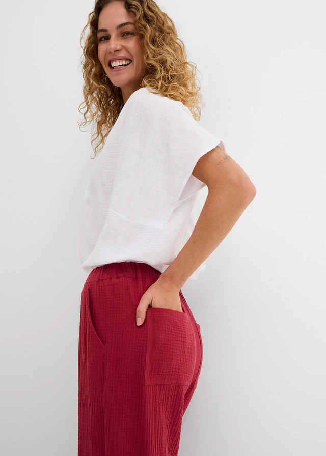 Mousseline barrel broek van katoen • kersenrood • product-page.page-title-suffix