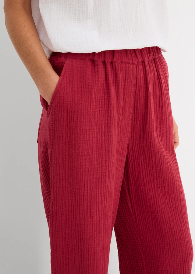 Pantalon barrel en gaze 100% coton • rouge cerise • product-page.page-title-suffix