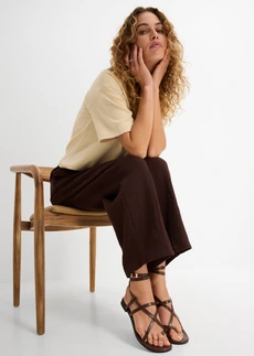 Mousseline barrel broek van katoen • donkerbruin • bonprix online shop