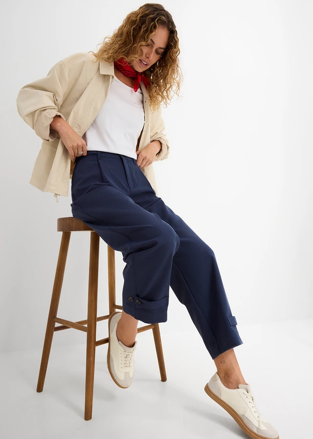 Barrel broek in een viscosemix • donkerblauw • product-page.page-title-suffix