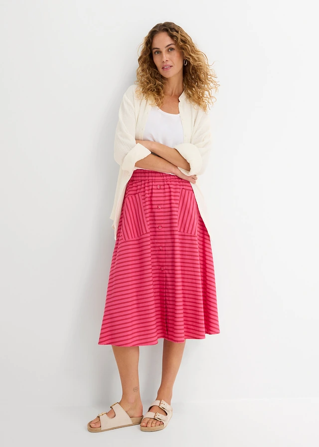 Rok van puur katoen • aardbeirood-robijnrood-pinklady gestreept • product-page.page-title-suffix