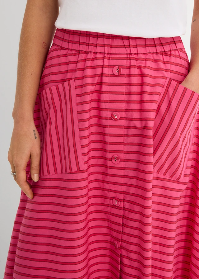 Rok van puur katoen • aardbeirood-robijnrood-pinklady gestreept • product-page.page-title-suffix