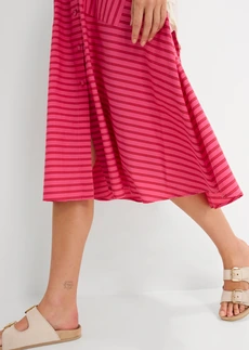 Jupe midi 100% coton • fraise-rouge rubis-fuchsia rayé • Boutique bonprix