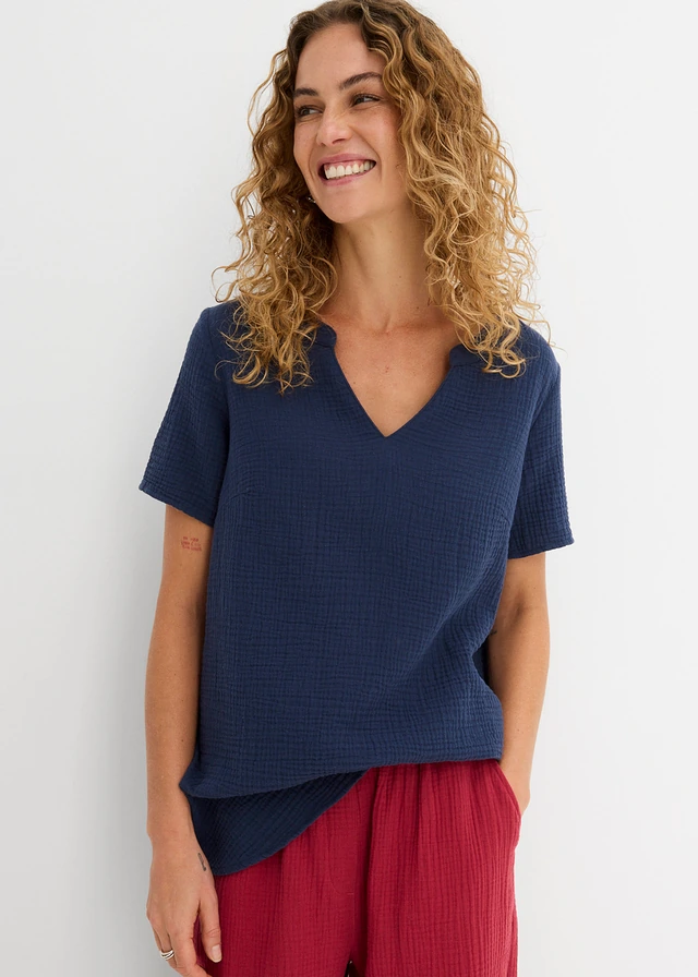 Tunique longue en gaze 100% coton • bleu foncé • product-page.page-title-suffix