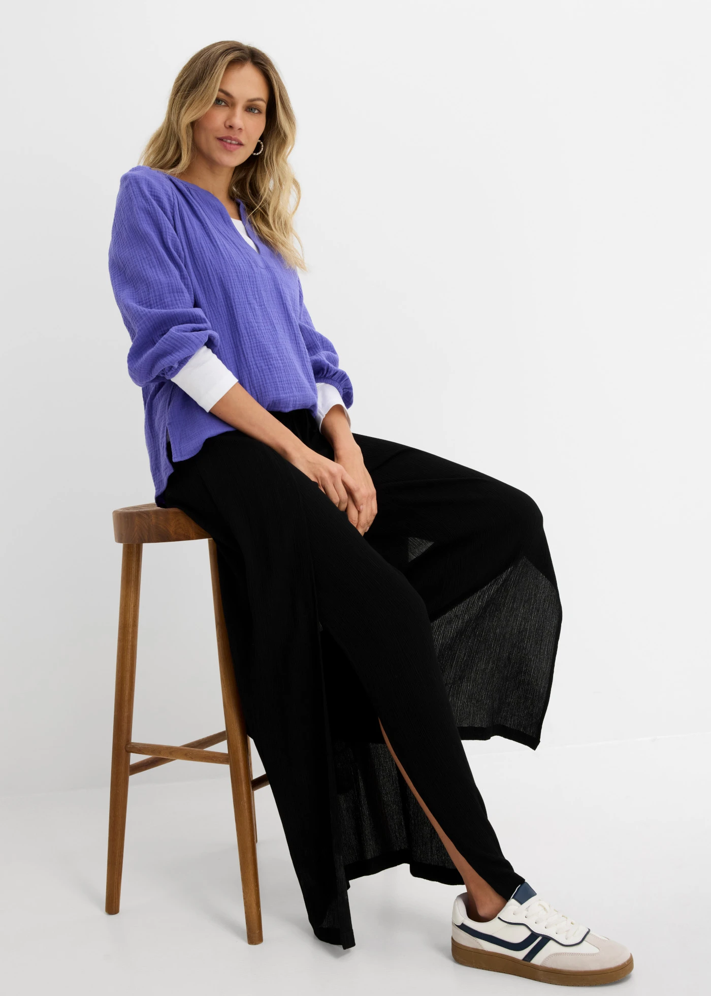 Pantaloni din viscoză fluidă • negru • magazin bonprix