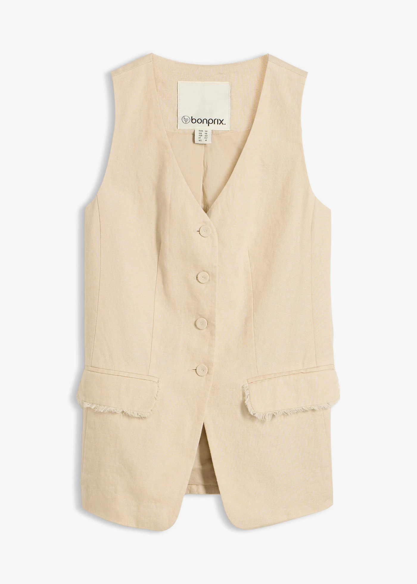 Kostuumgilet van puur linnen • lichtsand • bonprix online shop