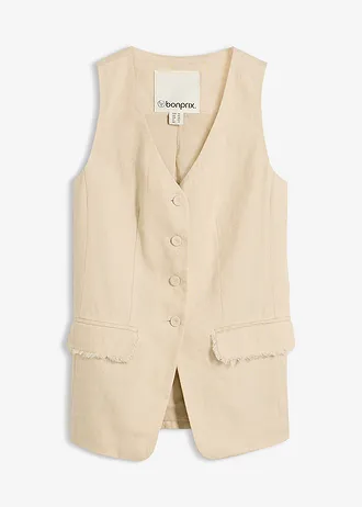 Veste de costume sans manches 100% lin • sable clair • Boutique bonprix