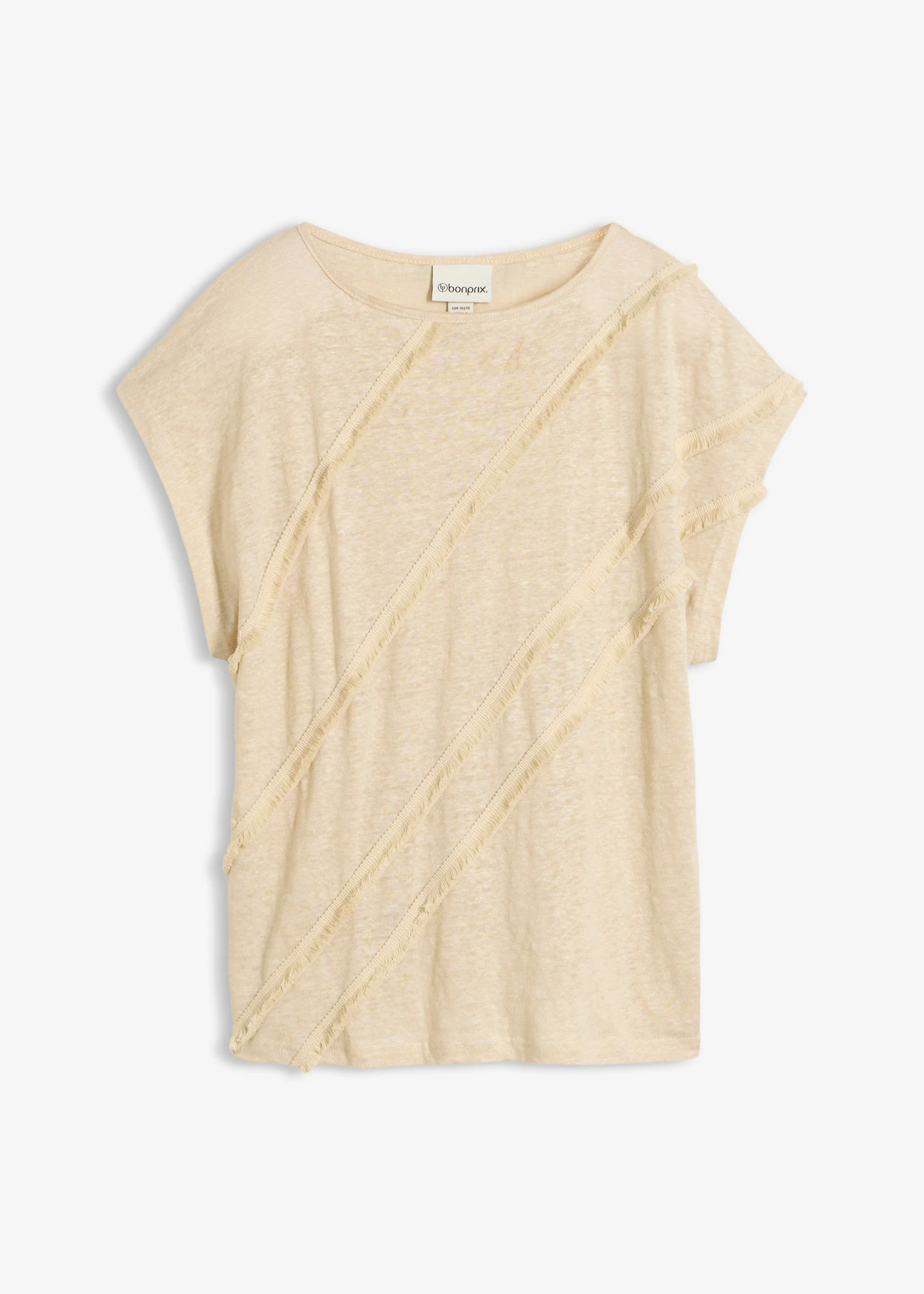 T-shirt 100% lin avec application • sable clair • Boutique bonprix