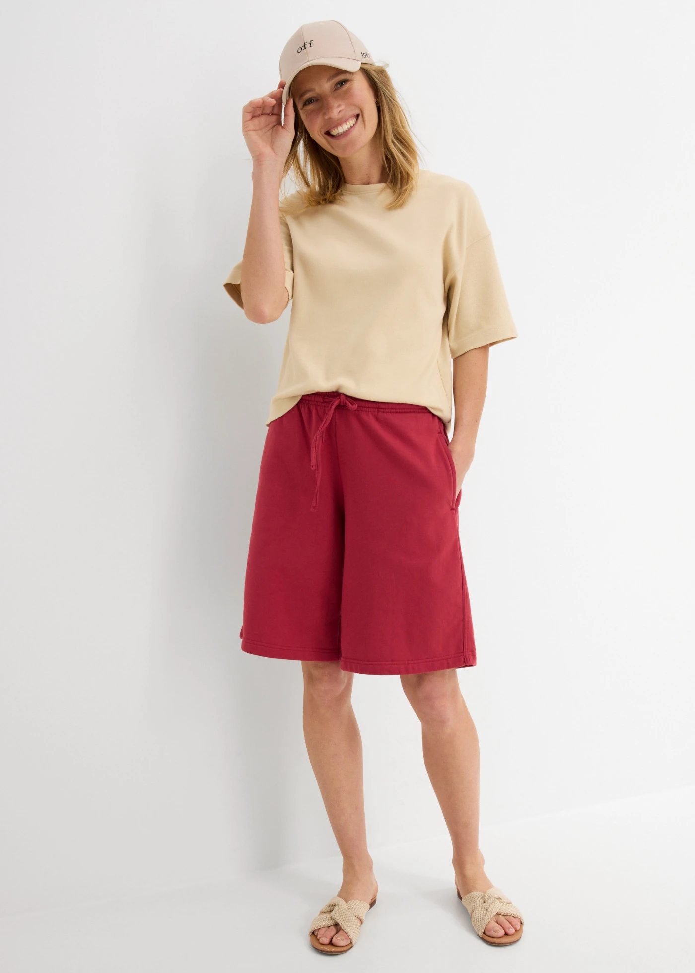 Bermuda sweat 100% coton • rouge cerise • Boutique bonprix