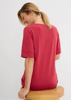 Sukienka T-shirtowa z elastycznej mieszanki bawełny • czerwony wiśniowy • sklep bonprix