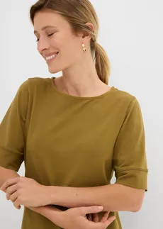 Sukienka T-shirtowa z elastycznej mieszanki bawełny • zielony naturalny • sklep bonprix