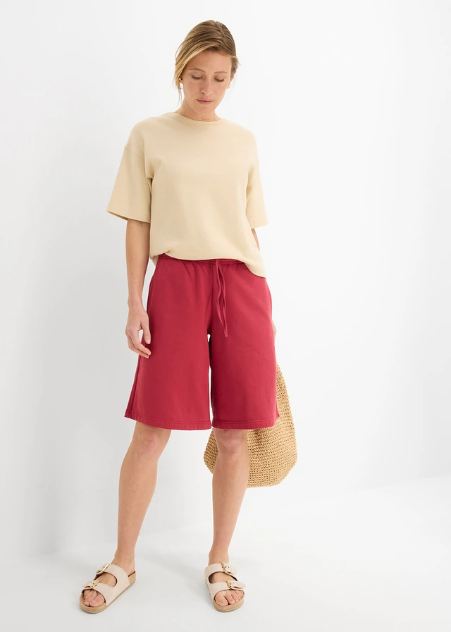 T-shirt boxy en coton épais, Couleur: sable clair